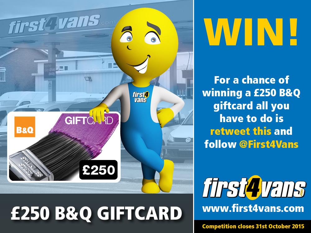 First4Vans's tweet image. Follow us and RT to enter our great #competition to win a £250 B&amp;amp;Q giftcard! UK entrants only