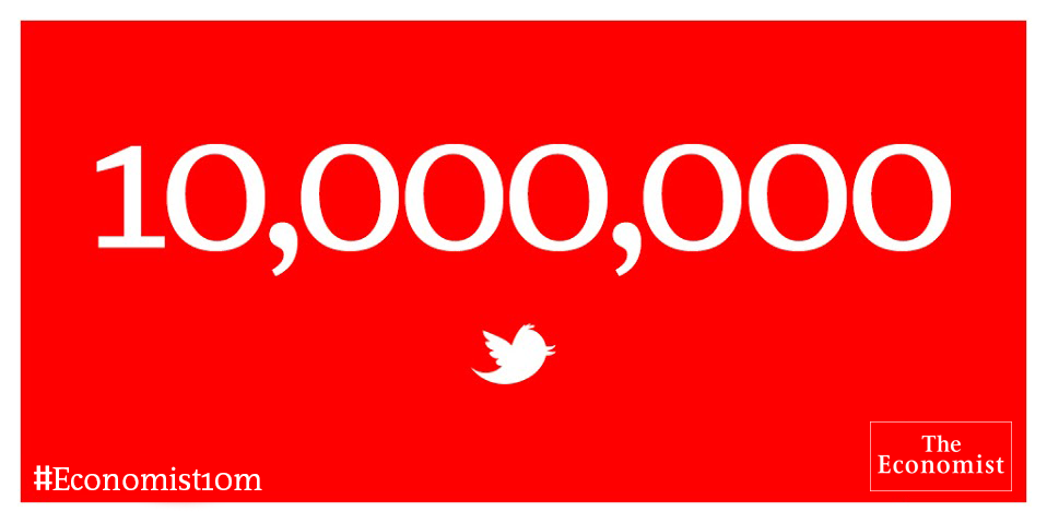 TheEconomist's tweet photo. We've just reached 10,000,000 followers on Twitter, thank you for following us #Economist10m http://t.co/CxJCgQlAxB