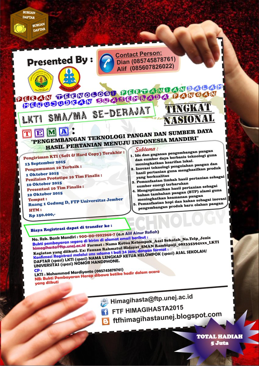 Ayo Buruan Gabung,
buat adek" SMA/MA Se-derajat di Seluruh wilayah Indonesia

More Info: ftfhimagihastaunej.blogspot.com