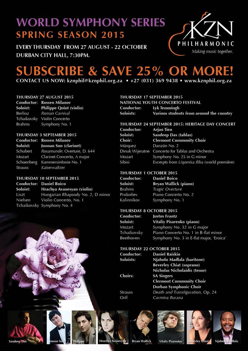 #Spring #SymphonySeason 25% discount when you subscribe! #Brahms #Tchaikovsky #Berlioz @WijeratneWorks and many more!