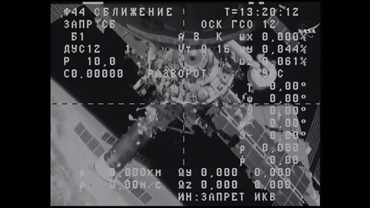 ShuttleAlmanac's tweet photo. LIVE - Undocking of the #ProgressM26M cargo ship from the aft Zvezda port of the #ISS now about 30 metres away http://t.co/ZA158YyOGs
