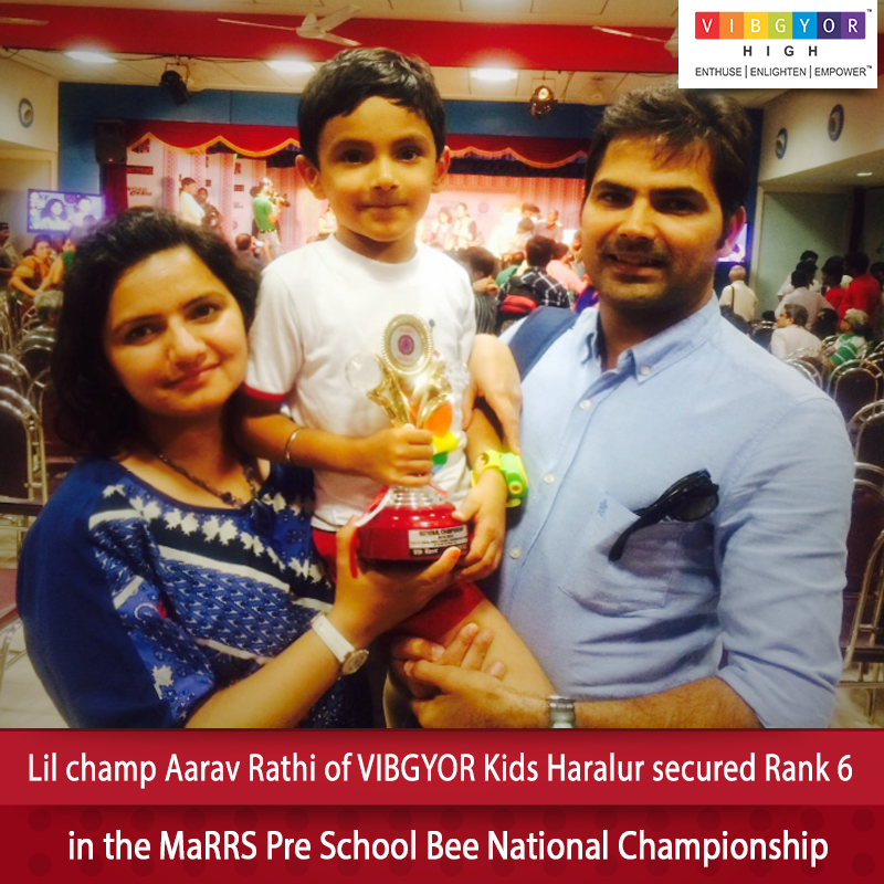 VIBGYORSchools's tweet photo. Aarav Rathi of #VIBGYORKids Haralur - secured the 6th Rank in the MaRRS Pre School Bee National Championship. http://t.co/XnQA5PLBVM