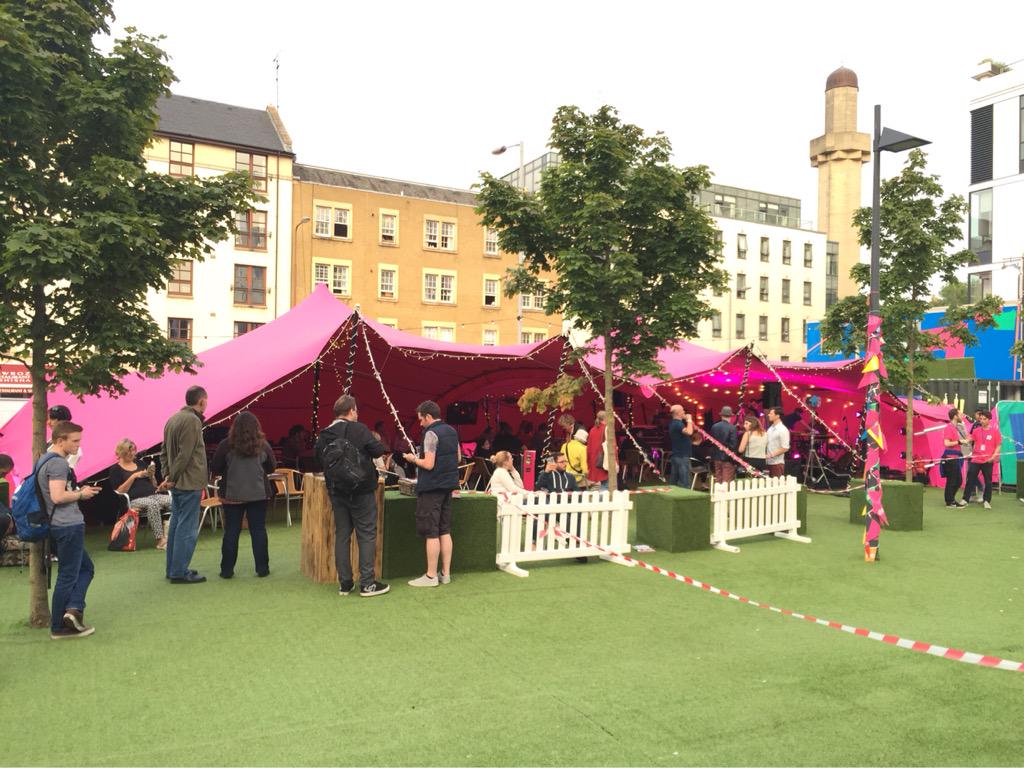 Funk_wagen's tweet image. If you at #EdFest2015 pop along @BBCEdFest at Potterrow. Pink tent heaven @StretchTentScot &amp;amp; awesome @ContainerBarCo
