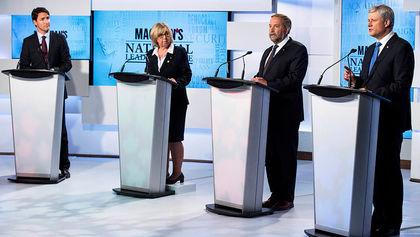 calgarysun's tweet image. Latest poll shows slight dip for NDP following #macdebate. Story/graphics: bit.ly/1gHtD5H #cdnpoli #elxn42