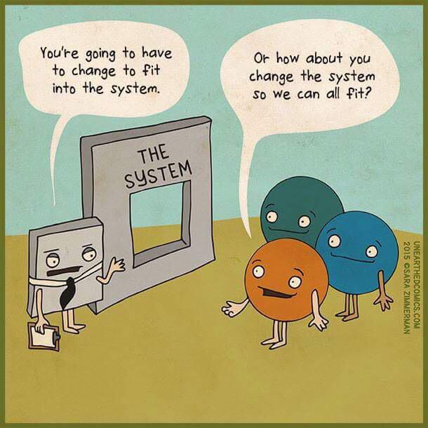 Love this graphic about how schools need to adapt to teachers and students - not the other way around!