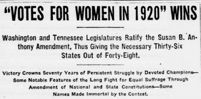 Library of Congress on Twitter: "#OTD 1920 19th Amendment ratified, giving women right to vote. Check out topics in #ChronAM http://t.co/D3WoxyaNkU http://t.co/b6d2Rb90uG" / Twitter