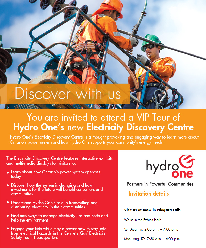 Hydro One On Twitter Delegates At The Amoconf15 In Niagara Falls Are Invited To Tour Hydro One S Electricity Discovery Centre Amopolicy Http T Co Nv355was02