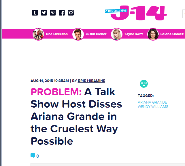 pop_ruth's tweet image. ayyy made it to an J-14

for #CancelWendyWilliamsShow