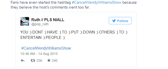 pop_ruth's tweet image. ayyy made it to an J-14

for #CancelWendyWilliamsShow
