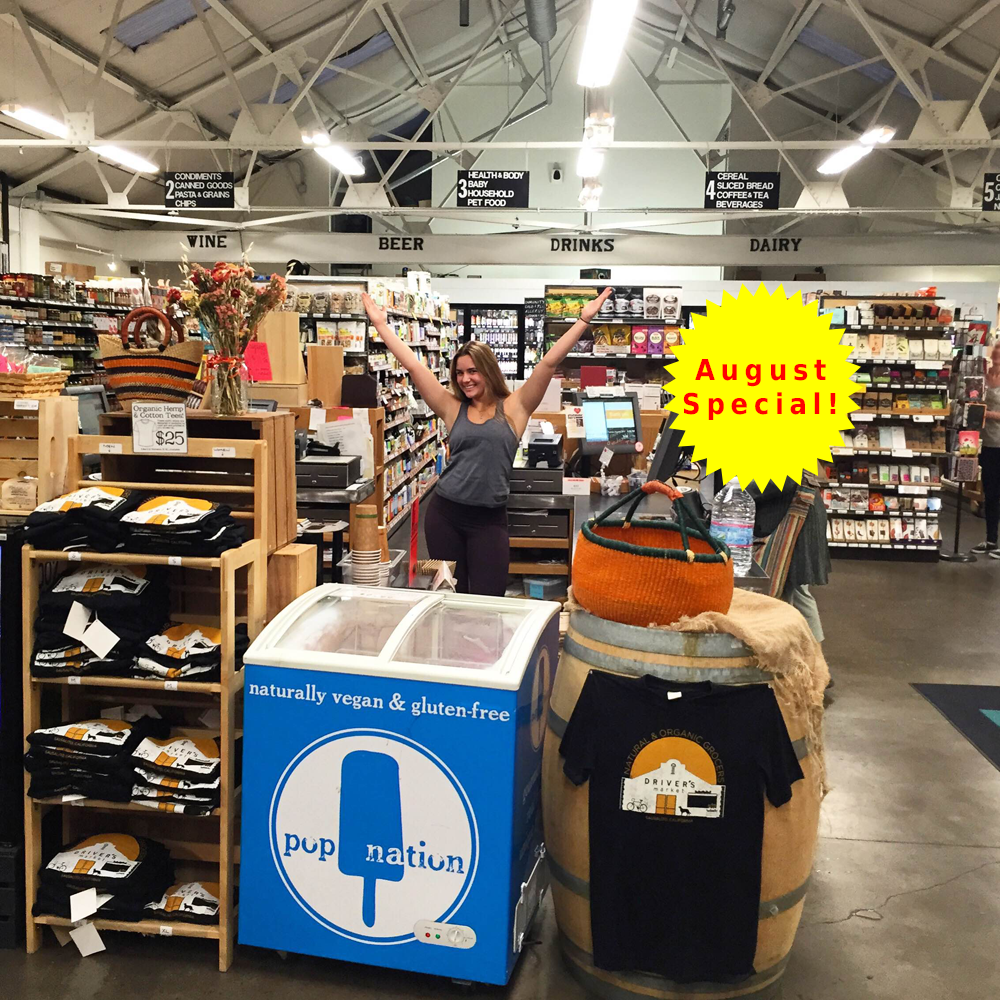 Our pops for 30% off at Driver's Market in Sausalito this month only! #vegan #pops #popsicles <a href="/driversmarket/">Driver's Market</a>