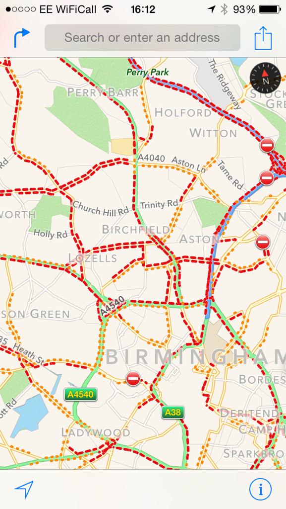 KevinPashby's tweet photo. Wowzers. City traffic Gridlock. Is this all down to the #M6closure? http://t.co/cwKl3Fk90p