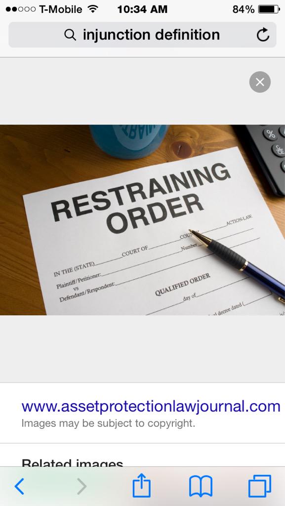 bbennett47's tweet photo. Injunction- a court order whereby one is required to do or to refrain from doing a specified act #downhistorylane http://t.co/nAQAMEqYJP