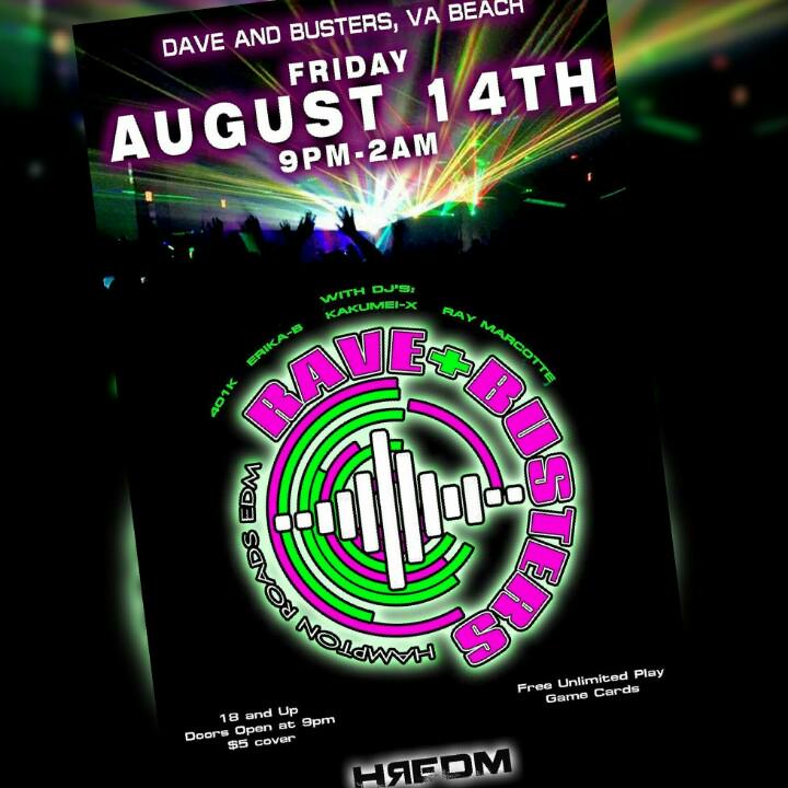 HamptonRoadsEDM's tweet photo. Tonight!!!! Meet us at Dave and Busters ! http://t.co/EMtYr3JZhj