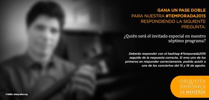 orquestamineria's tweet photo. Gana un pase doble para nuestro #SéptimoPrograma y disfruta lo mejor de nuestra #OSM. Bases: http://t.co/Np4OTT38Wn http://t.co/VHi4aRMrC2