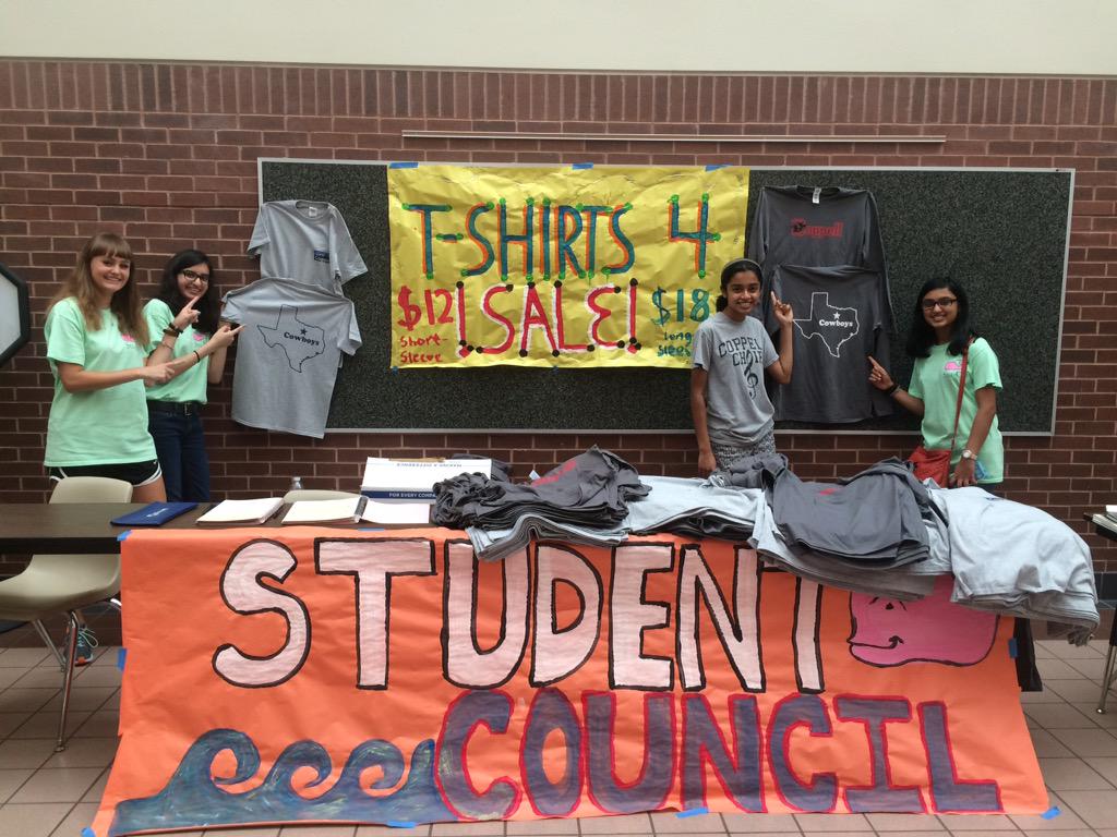 stucocoppell's tweet photo. Come buy a t-shirt at CHS to support STUCO! Long sleeve is $18.00 and short sleeve is $12.00! 😆 http://t.co/LwOOex2uLS