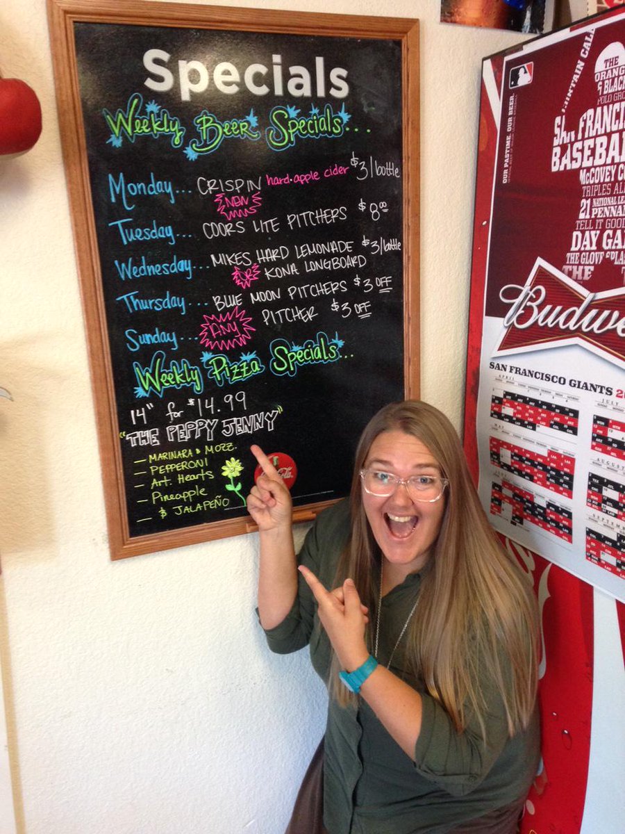 Strobellispizza's tweet photo. This Week's Special! The Peppy Jenny
14" Cali Style for $14.99Pepperoni Artichoke Hearts Pineapple &amp; Jalapeno
#jenny http://t.co/Yc4xfPmJgw