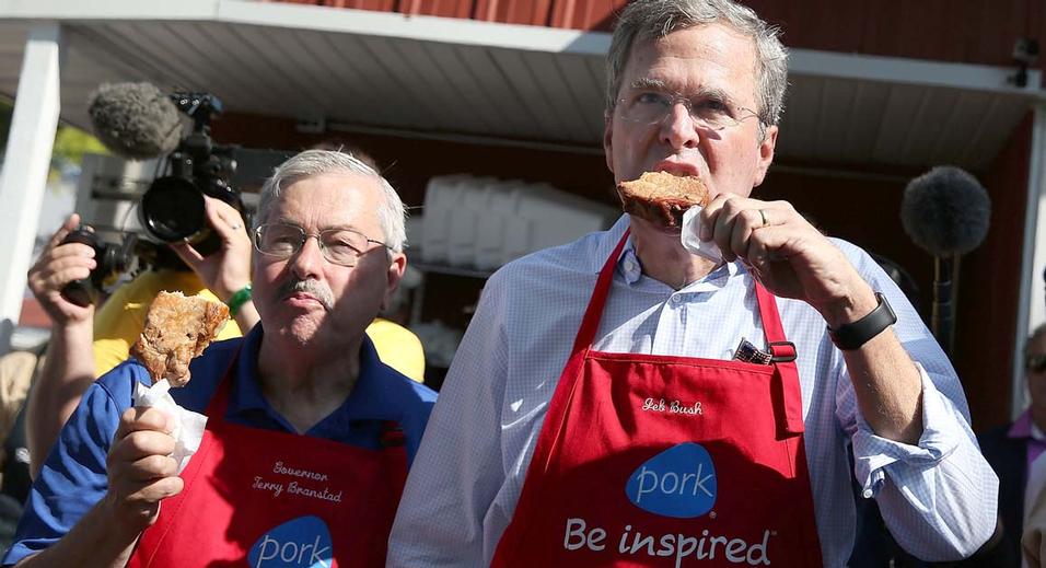 Jeb Bush reacts to his plunge in the polls