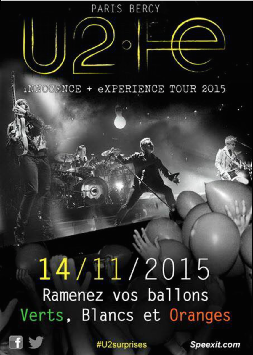 Lucie_yousee's tweet photo. Rejoignez l'évènement #u2surprises sur Fb: #U2Surprises à Paris BERCY [10,11,14 &amp; 15 Novembre]
@U2Achtung_ @U2 http://t.co/4fYC6oVfGb