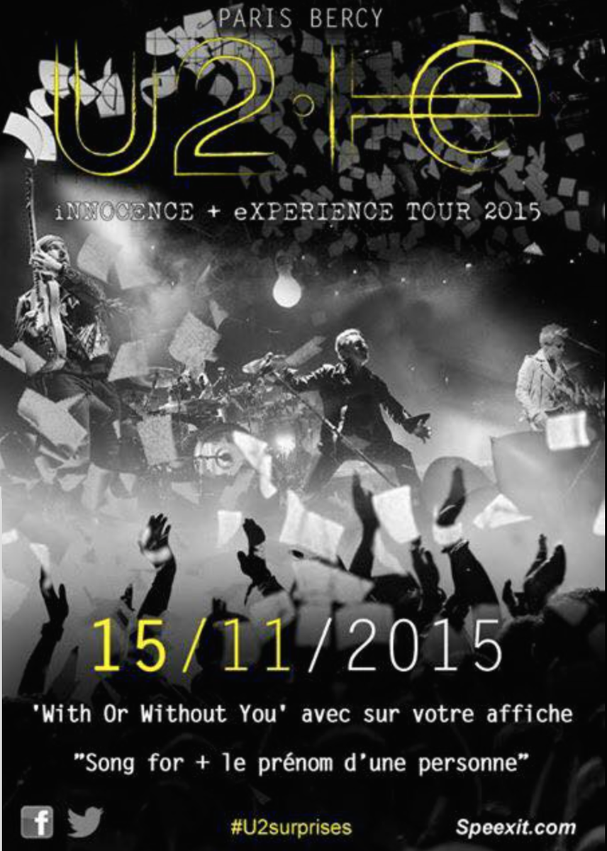 Lucie_yousee's tweet photo. Rejoignez l'évènement #u2surprises sur Fb: #U2Surprises à Paris BERCY [10,11,14 &amp; 15 Novembre]
@U2Achtung_ @U2 http://t.co/4fYC6oVfGb