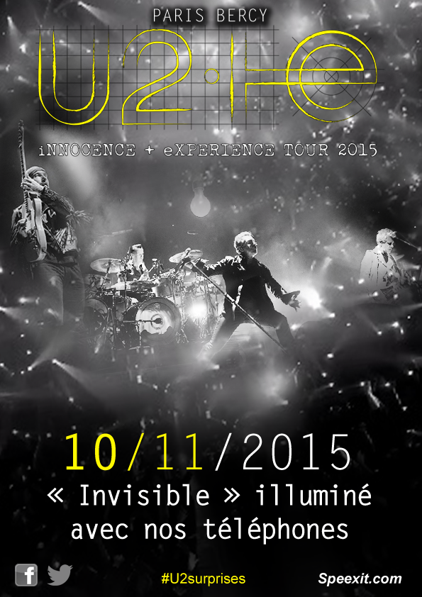 Speexit's tweet photo. #u2surprises l'affiche du 10 novembre 2015 #speexit @R0mdak la page facebook : https://t.co/3sCH7InH9F http://t.co/c5Jr4jWu0H