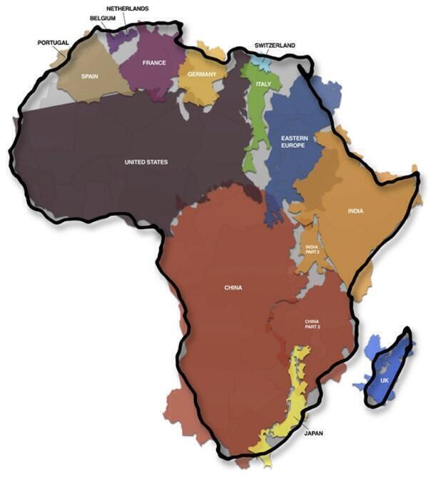 impactXproject's tweet image. Bet you didn&apos;t realise just how huge Africa is