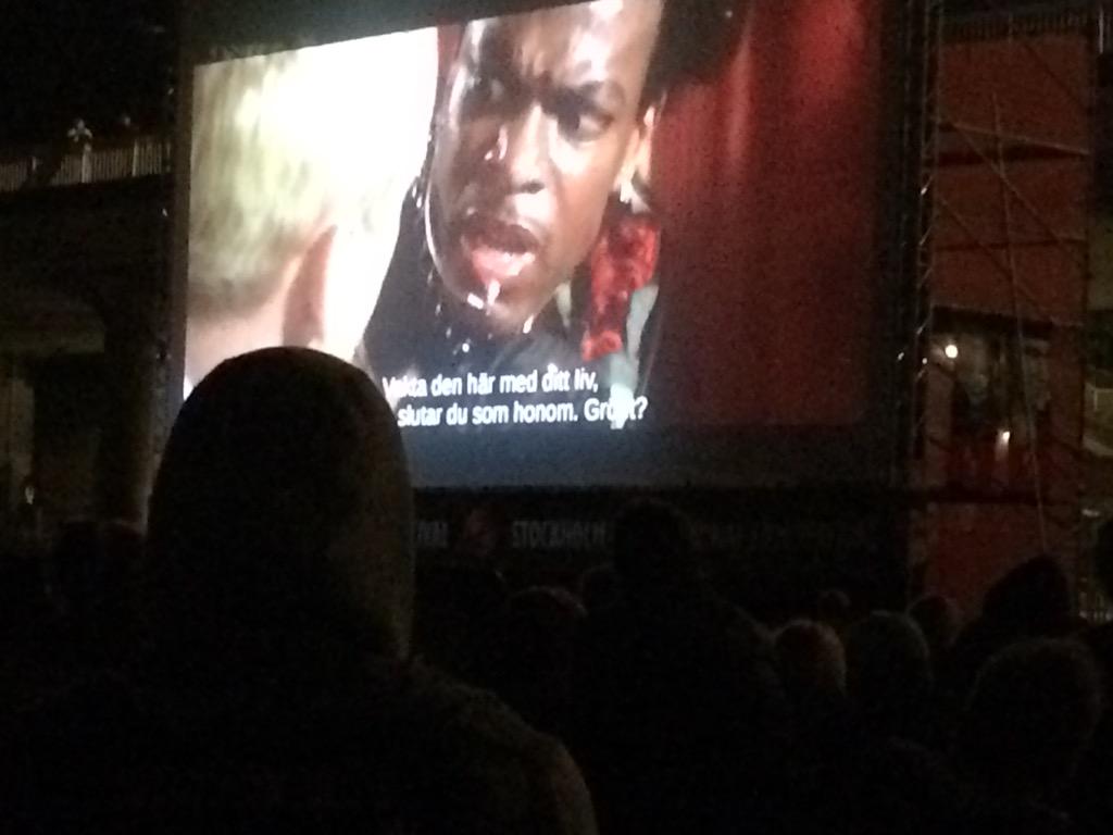 LucieWatsonD's tweet photo. Watching #thefifthelementnin the park in #stockholm on a summers night. @realctucker http://t.co/bLcFsCHU3I