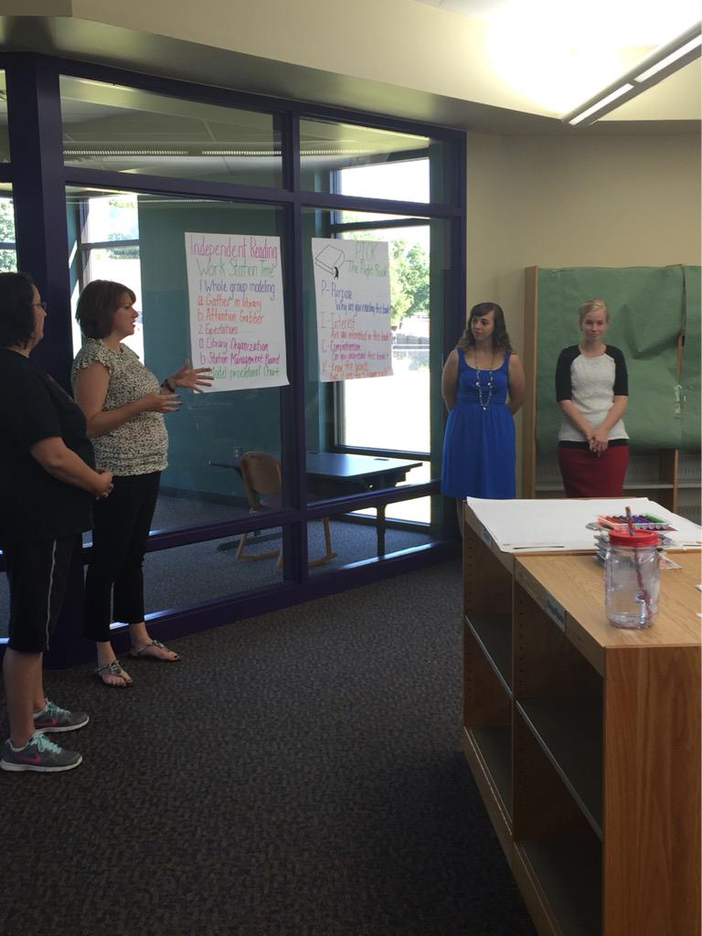 JenniferPense's tweet photo. Skelly Primary teachers talking about the components of balanced literacy. #SuccessTPS http://t.co/xZpj52MZx4