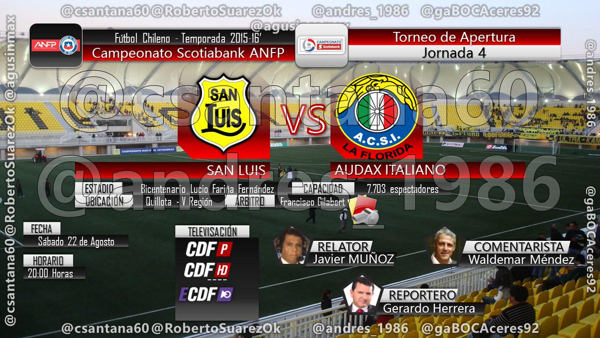mastribuna's tweet photo. #Apertura2015 hoy 20:00 #SL-#AUDAX x @CDF_cl Relatos @JMunozrelator com @WaldeMendez reportero Gerardo Herrera RT/Fav http://t.co/iglTsbMlx9