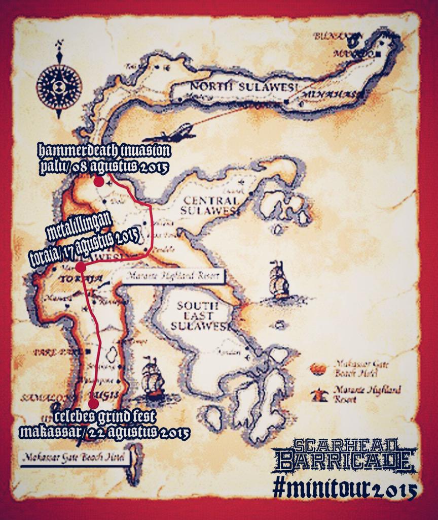 Malam ini @SCARHEAD_band akan perform di Celebes Grind Fest yg termasuk di rangkaian mini tur mereka