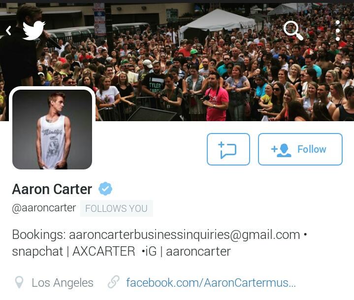 _jujubebe's tweet photo. In other news, Aaron Carter just followed me!!! Hahahaha #SoElementary http://t.co/PiopPGw4xJ