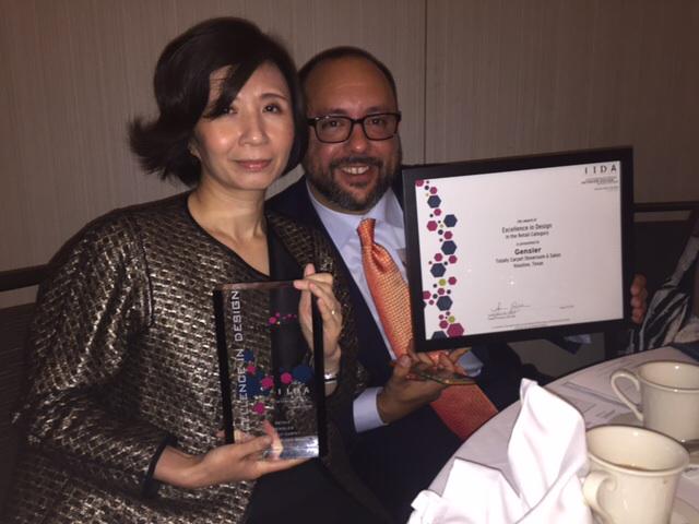 AnnKifer's tweet photo. Yishio Kuo and Vince Flickinger at IIDA tx/ok awards celebrating win for Totally Carpet Showroom @GenslerTexas http://t.co/QiOzr5Fwq5