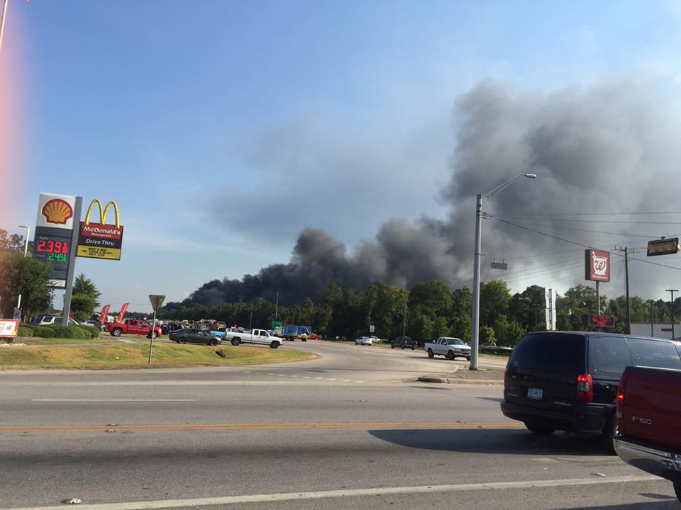 FOX26Houston's tweet photo. #Viewersubmission photo of the Conroe DrillChem warehouse fire. http://t.co/TZx8FAMpM9