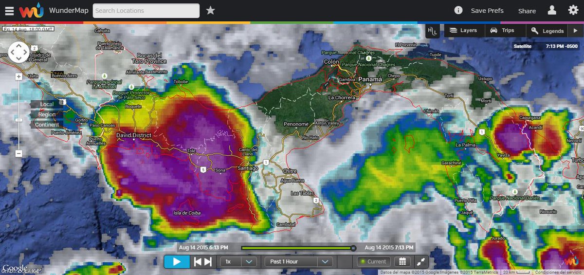 CRPBaru's tweet image. 14/8-7:14pm Imagen Satelital Infrarroja sobre #Panamá #WunderMap