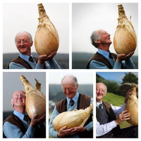 Whenever you're sad, just think about how happy this man is with his onion.