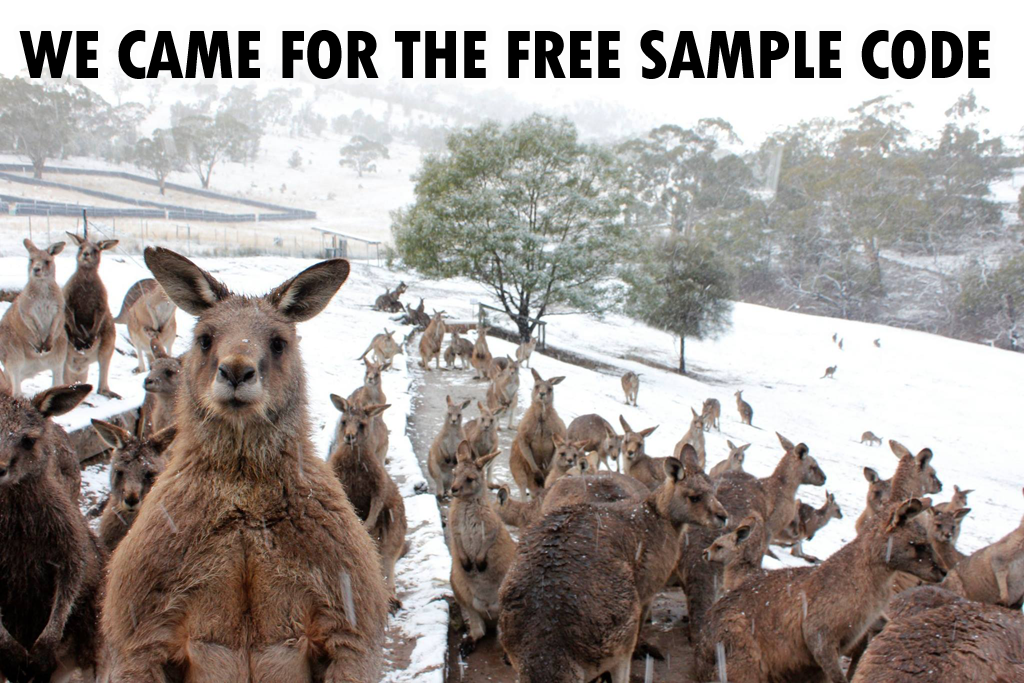 NeedSampleCode's tweet image. Some #Aussi #SampleCodeHumor for @glennvassallo who's attending @MakerFaireSYD this weekend. #SampleCode