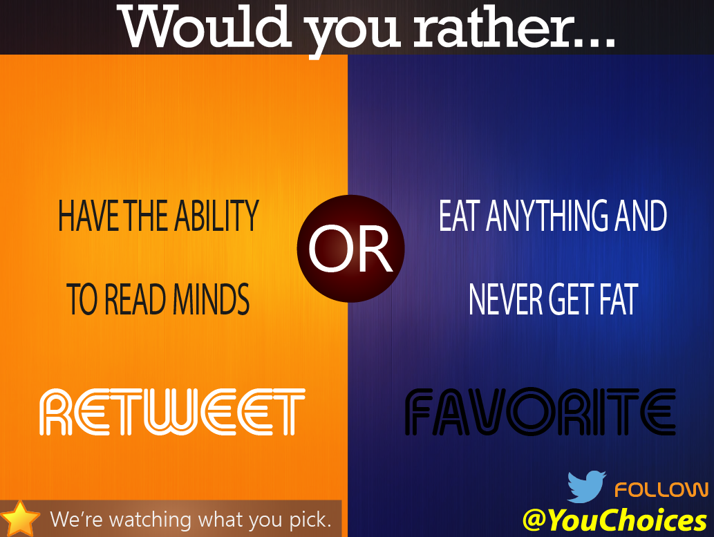 YouChoices's tweet photo. Minds or never fat? http://t.co/nIzSFzEggA
