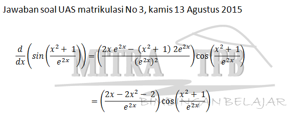 MitraTpb's tweet photo. Jawaban UAS Matrikulasi Landasan Matematika, Kamis 13 Agustus 2015 http://t.co/PzOQpXFaKc