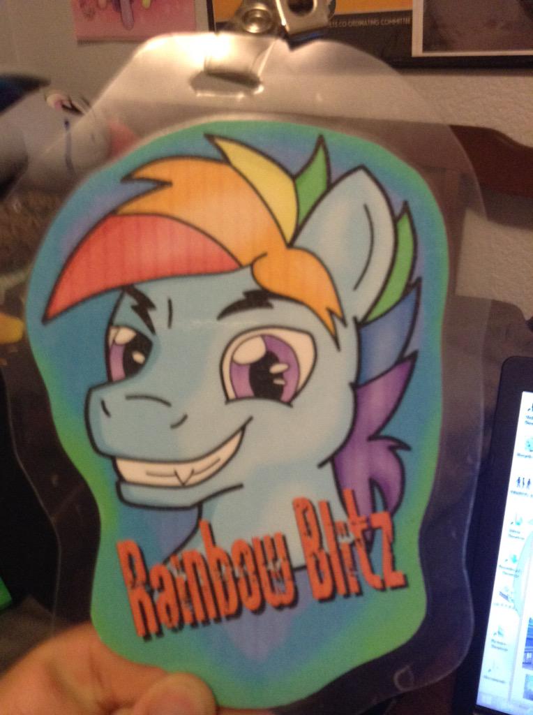 Cobaltthewuff's tweet photo. Been working on my digital art too! Made a badge for my #rainbowblitz #fursuit! #brony #furry http://t.co/OslCoSxlnk