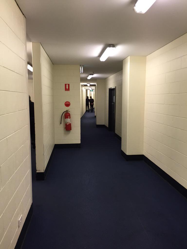 ClarkyHeraldSun's tweet image. That's James Hird and Essendon CEO Xavier Campbell off to find a quiet room to talk privately @triplemfooty