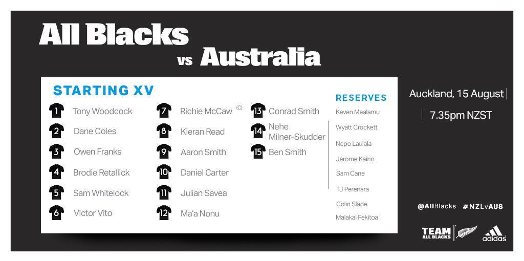 AllBlacks's tweet photo. Here is the @AllBlacks team #NZLvAUS #Richie142 #TeamAllBlacks http://t.co/IGpXD8VpWO