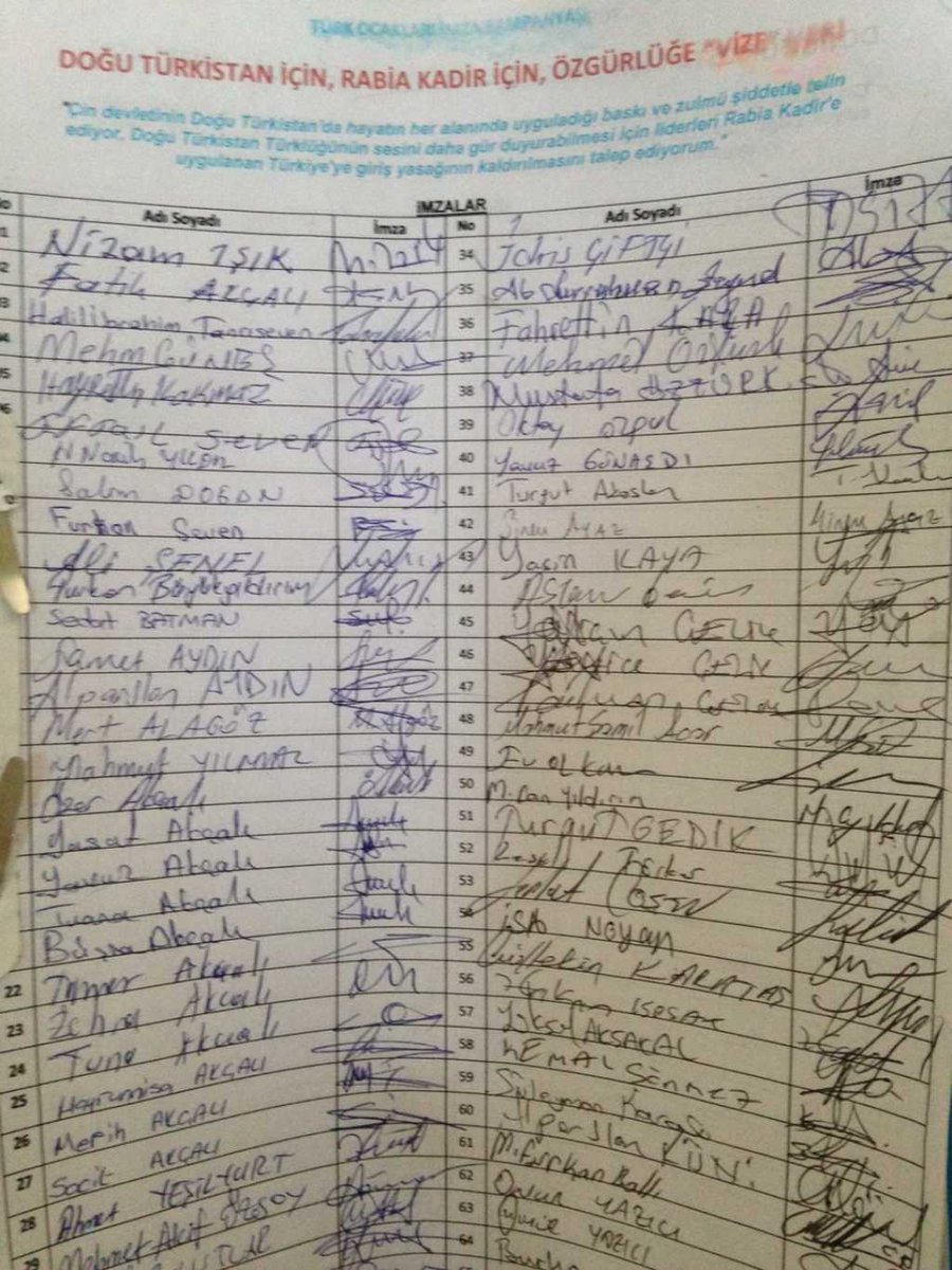 Erzurum  Türk Ocakları Şubesinden Rabia Kadir İçin 3000 İmza -  turkyurduhaber.org/erzurum-turk-o…