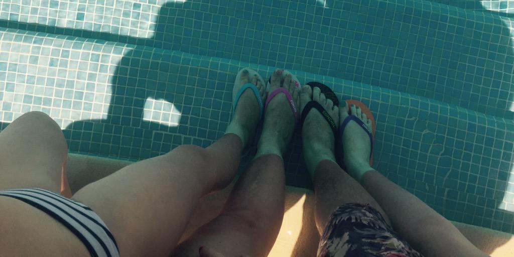 First dip in the pool for our <a href="/thongsflipflops/">thongsflipflops</a> 
#thongprint
#robbosabroad