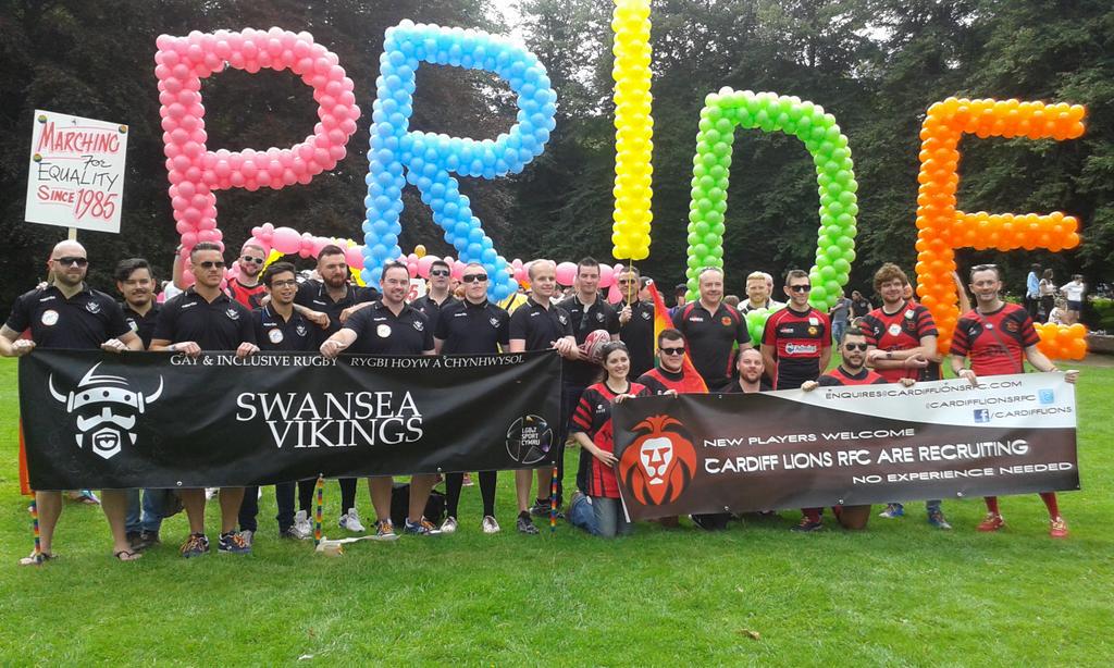 LGBTsportcymru's tweet image. Inclusive Rugby teams @CardiffLionsRFC &amp;amp; @SwanseaVikings side by side at @PrideCymru! @WelshRugbyUnion @sport_wales