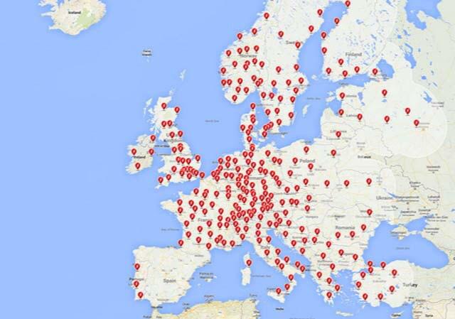 Paco_Glez_'s tweet photo. Mapa de puntos de venta de la batería TESLA en Europa. ¿Entendéis ya lo de las puertas giratorias y el oligopolio? http://t.co/jVpqeIrG34