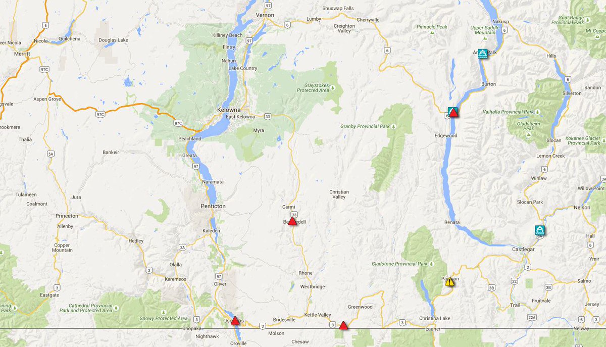 DriveBC's tweet photo. #BCHwy3 and #BCHwy33 Updates Can Be Found On http://t.co/9IOftqVrRd http://t.co/HOg500F3Y2