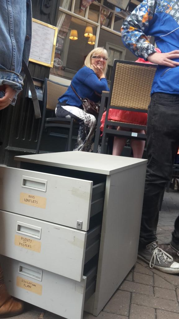 BitterEdinburgh's tweet photo. Filing cabinet hits the pub. #WTFringe http://t.co/ZuB6jtdHcZ