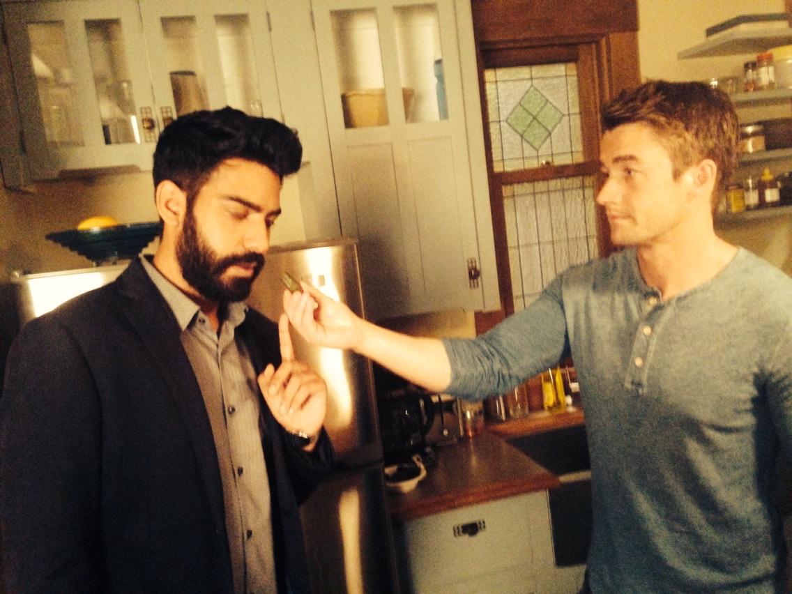 kitbboss's tweet photo. Wrote the stage direction of my dreams yesterday: "Major offers Ravi his pickle." @robertbuckley @RahulKohli13 http://t.co/WCT8aqTQtv