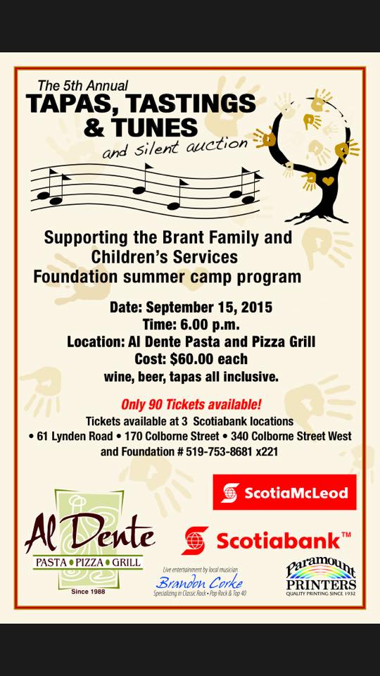 BrantFACS's tweet photo. Join @BrantFACS for the 5th Annual Tapas, Tastings and Tunes – and Silent Auction! #BRANTastic #CommunityKids http://t.co/hSpHcoBXwW