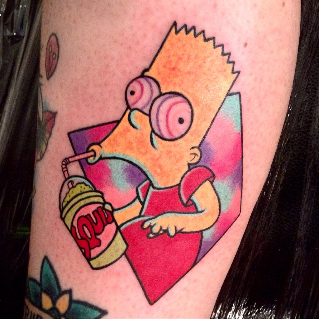 Martin Fletcher on Twitter &quot;Bart Simpson squishee tattoo I did today