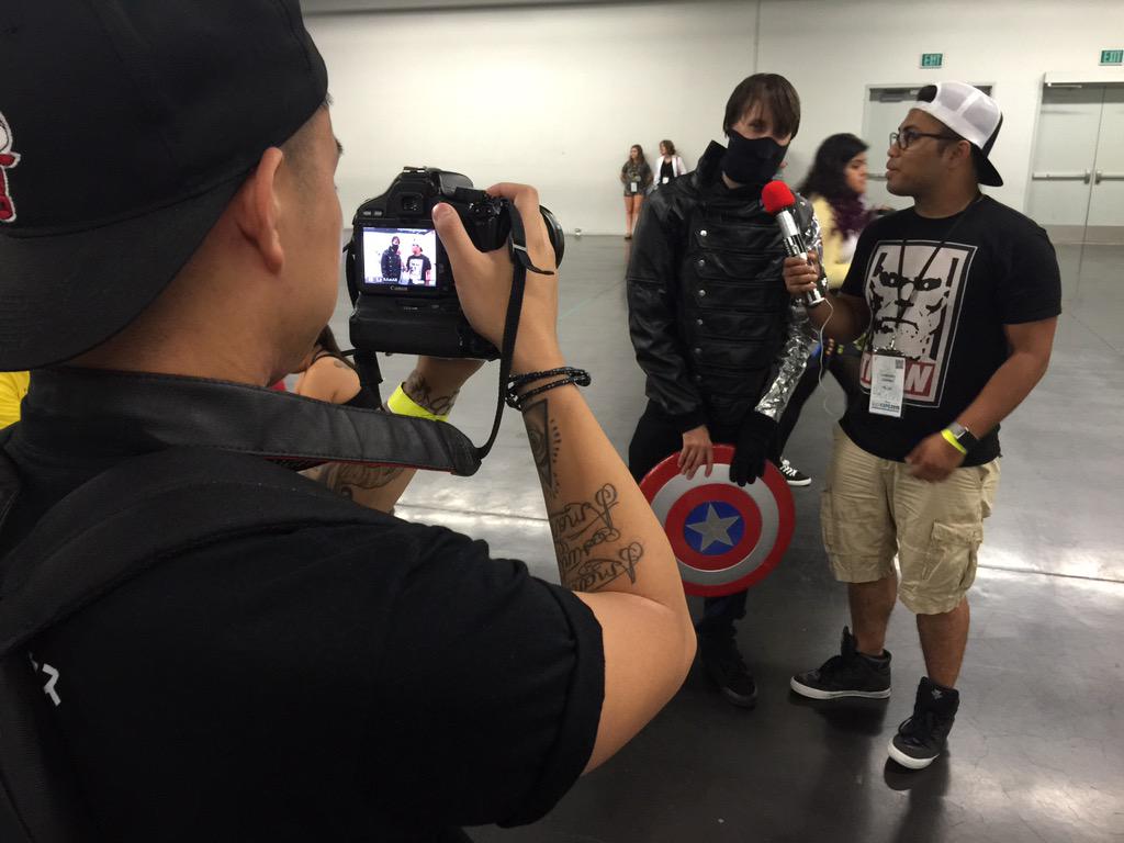SuperheroDayDL's tweet photo. Getting interview in my #WinterSolider #cosplay plugging #SuperHeroDayDL hope to see everyone at the fountain at 7 pm http://t.co/wI7B3rKUuj